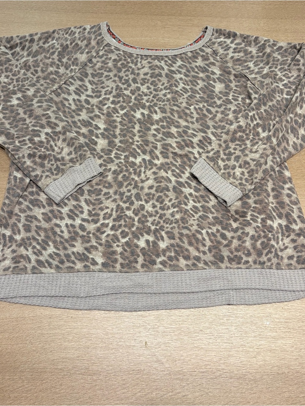 Knox Rose Taupe Leopard Print Crewneck Sweater